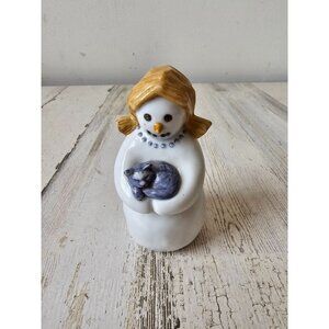 Vintage Royal Copenhagen snowman girl cat 018 RARE figurine Xmas‎ decor
